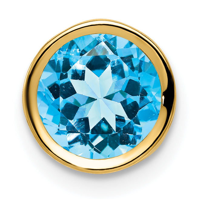 14k 7mm Blue Topaz bezel pendant-XP322BT