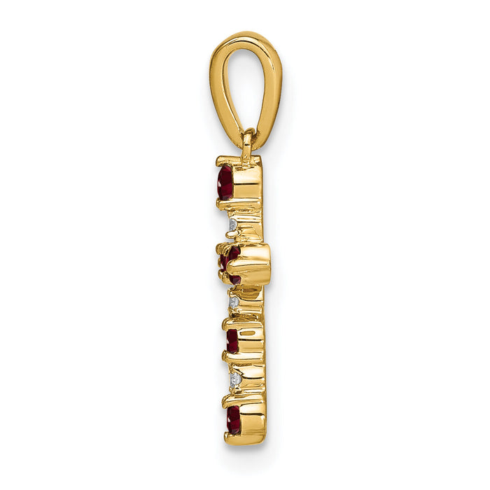 14k Garnet and Diamond Cross Pendant-XP3387GA/A
