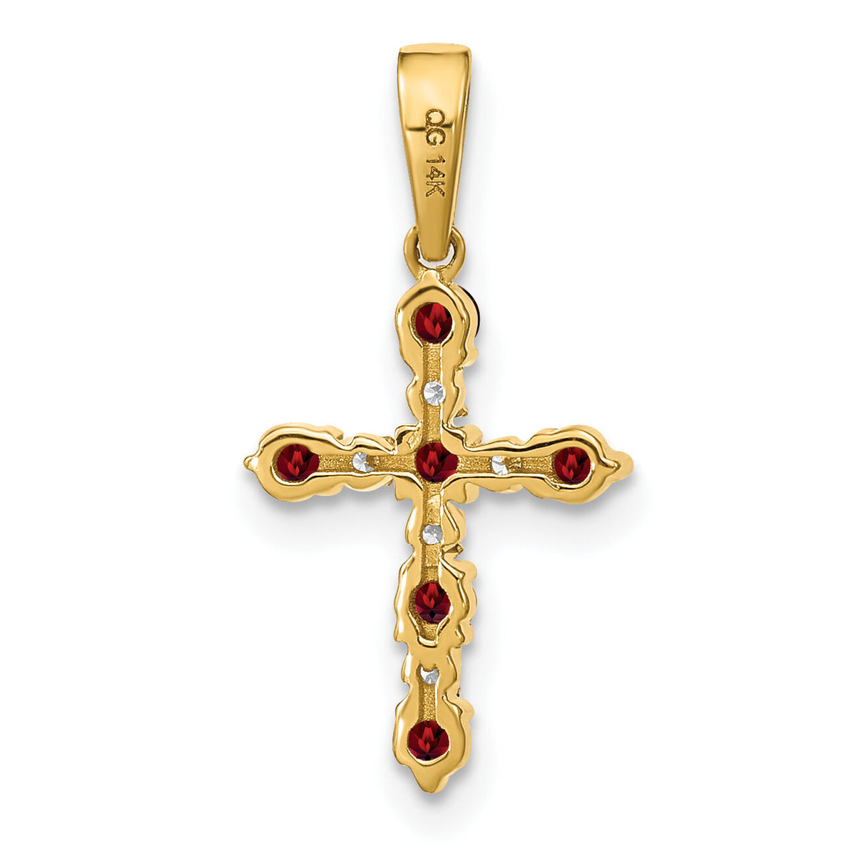 14k Garnet and Diamond Cross Pendant-XP3387GA/A