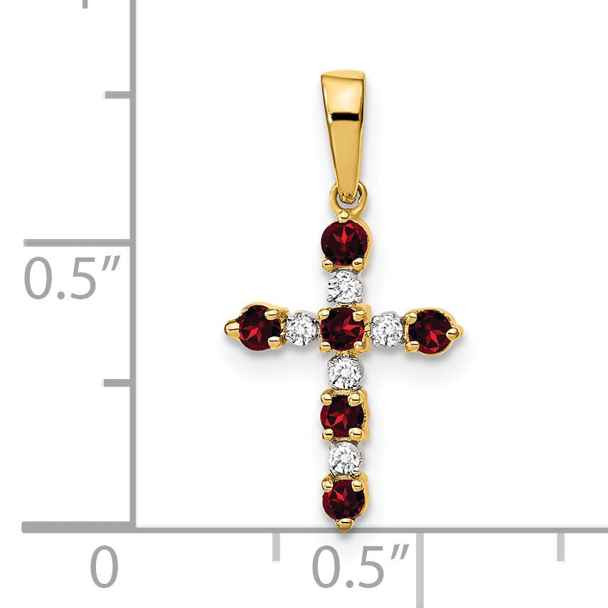 14k Garnet and Diamond Cross Pendant-XP3387GA/A