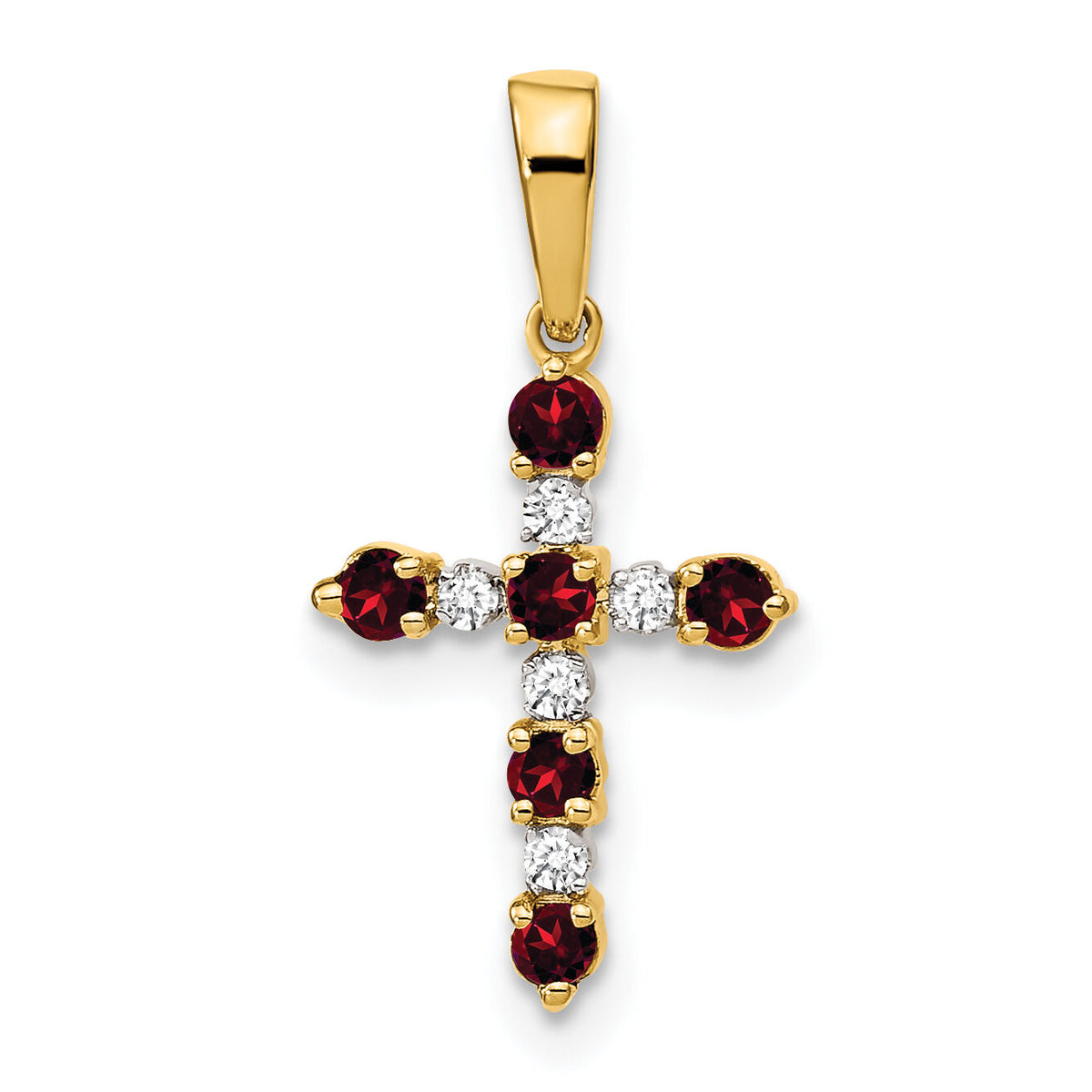 14k Garnet and Diamond Cross Pendant-XP3387GA/A