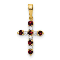 14k Garnet and Diamond Cross Pendant-XP3387GA/A