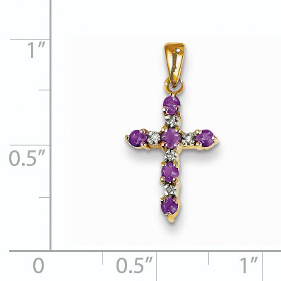 14k Amethyst and Diamond Cross Pendant-XP3387AM/A