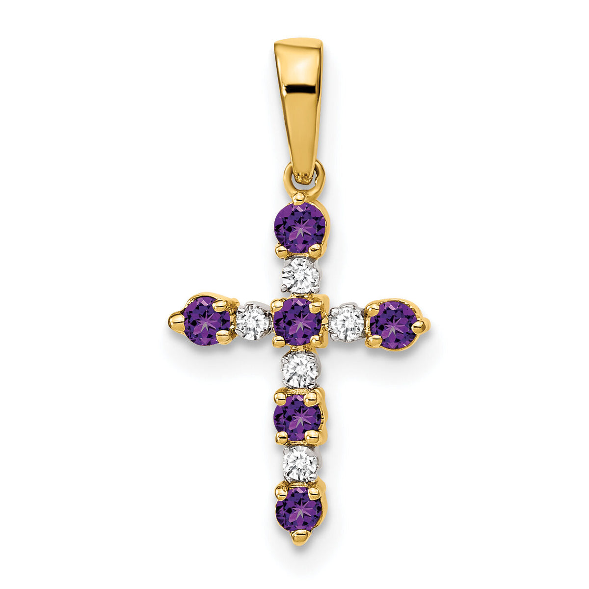 14k Amethyst and Diamond Cross Pendant-XP3387AM/A