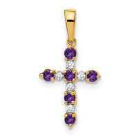 14k Amethyst and Diamond Cross Pendant-XP3387AM/A