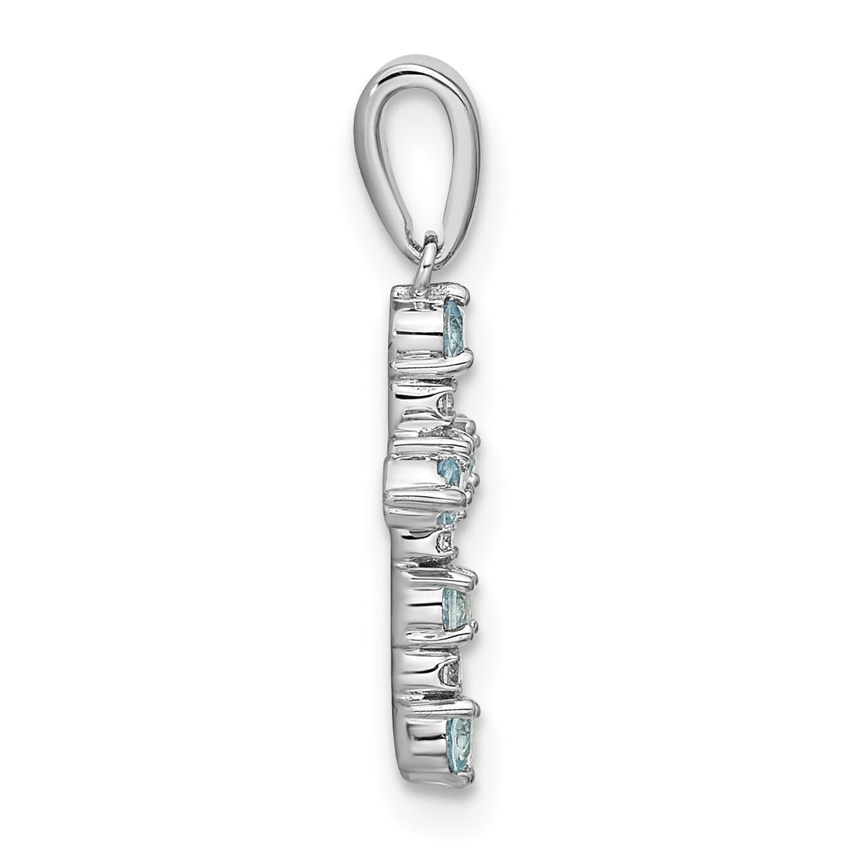 14k White Gold Blue Topaz and Diamond Cross Pendant-XP3387WBT/A