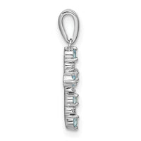 14k White Gold Blue Topaz and Diamond Cross Pendant-XP3387WBT/A