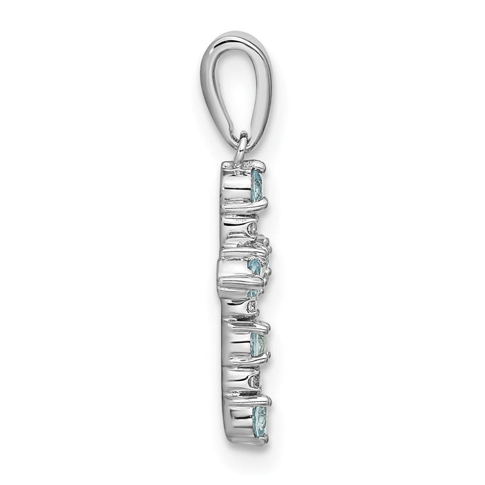 14k White Gold Blue Topaz and Diamond Cross Pendant-XP3387WBT/A