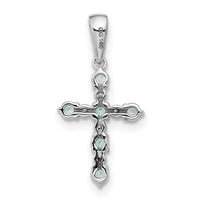 14k White Gold Blue Topaz and Diamond Cross Pendant-XP3387WBT/A