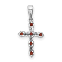 14k White Gold Garnet and Diamond Cross Pendant-XP3387WGA/A