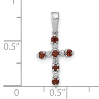 14k White Gold Garnet and Diamond Cross Pendant-XP3387WGA/A