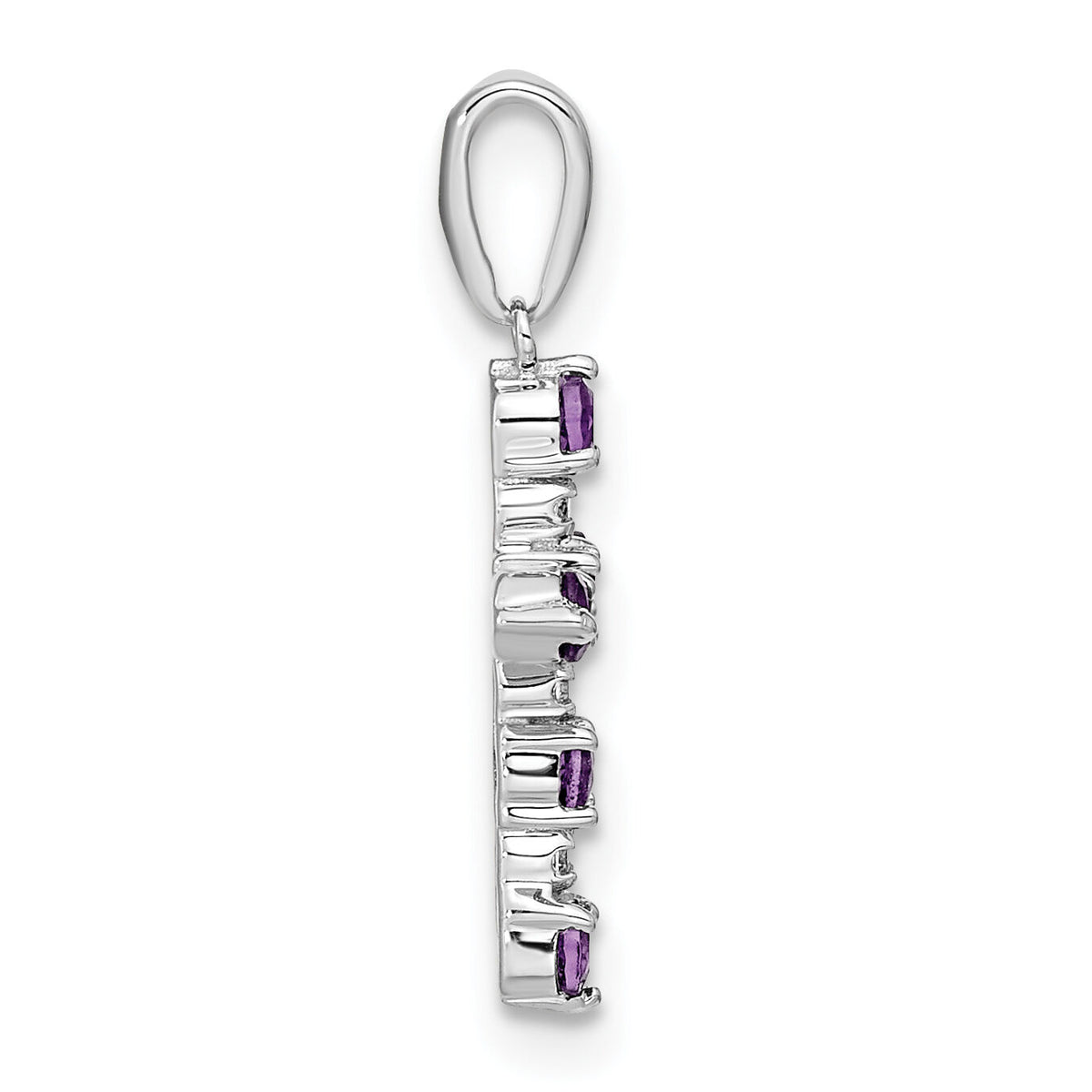 14k White Gold Amethyst and Diamond Cross Pendant-XP3387WAM/A
