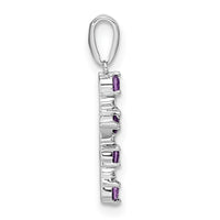 14k White Gold Amethyst and Diamond Cross Pendant-XP3387WAM/A
