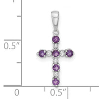 14k White Gold Amethyst and Diamond Cross Pendant-XP3387WAM/A