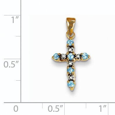 14k Blue Topaz and Diamond Cross Pendant-XP3387BT/A