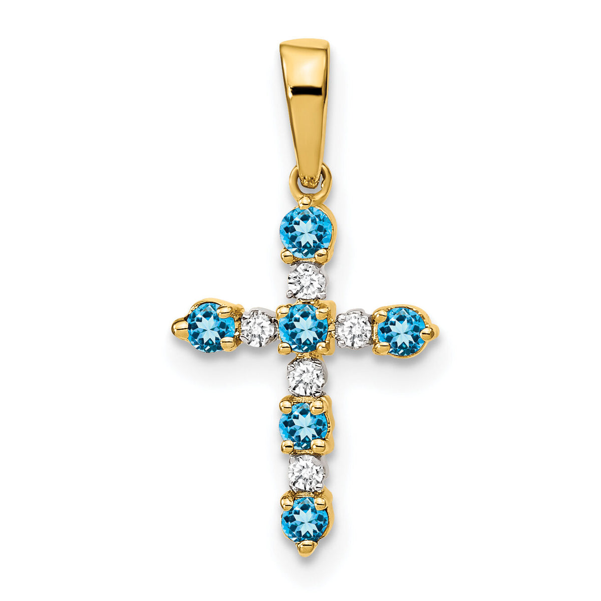 14k Blue Topaz and Diamond Cross Pendant-XP3387BT/A