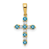 14k Blue Topaz and Diamond Cross Pendant-XP3387BT/A