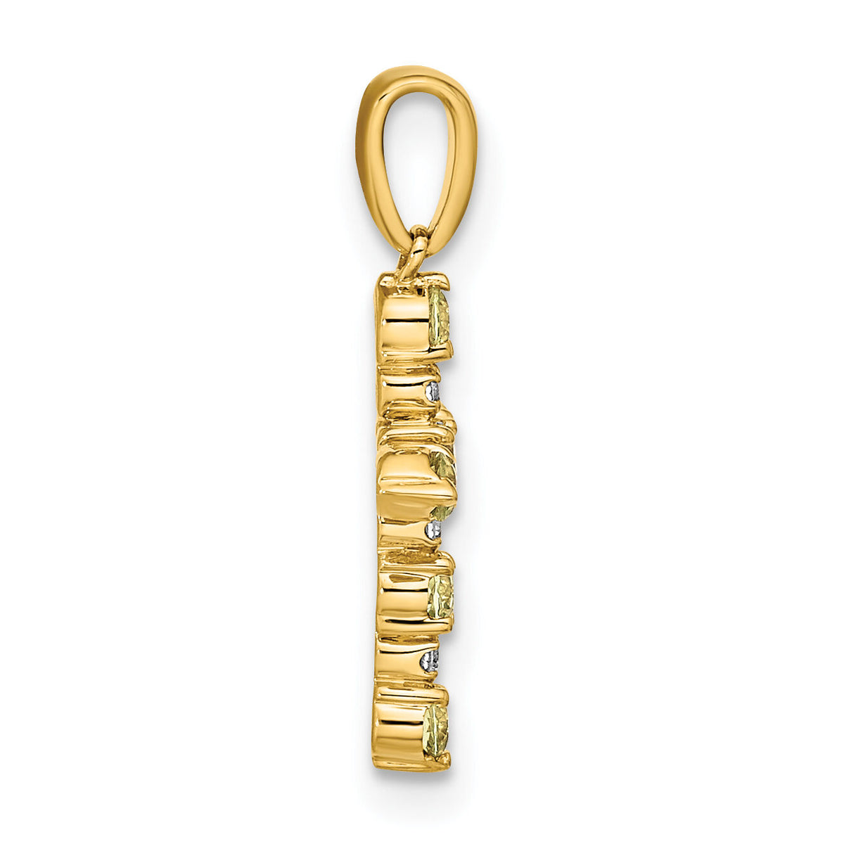 14k Peridot and Diamond Cross Pendant-XP3387PE/A