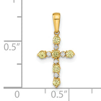 14k Peridot and Diamond Cross Pendant-XP3387PE/A