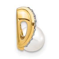 14k 6-7mm White Round FW Cultured Pearl and Diamond Pendant-XP4153