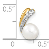 14k 6-7mm White Round FW Cultured Pearl and Diamond Pendant-XP4153