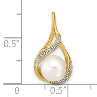 14k 7-8mm White Round FW Cultured Pearl and Diamond Pendant-XP4156
