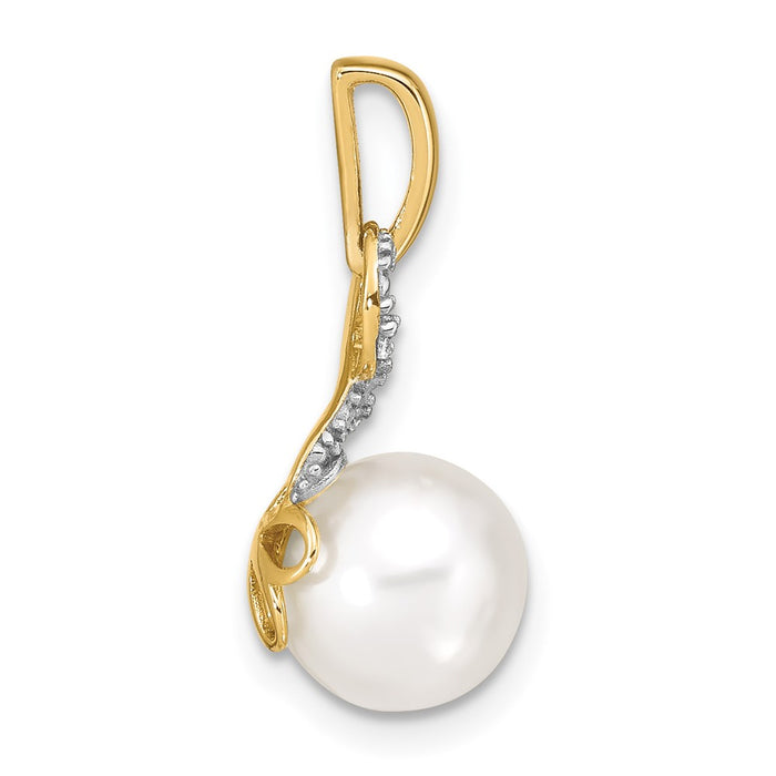 14k 7-8mm Freshwater Cultured Pearl and Diamond Pendant-XP4161