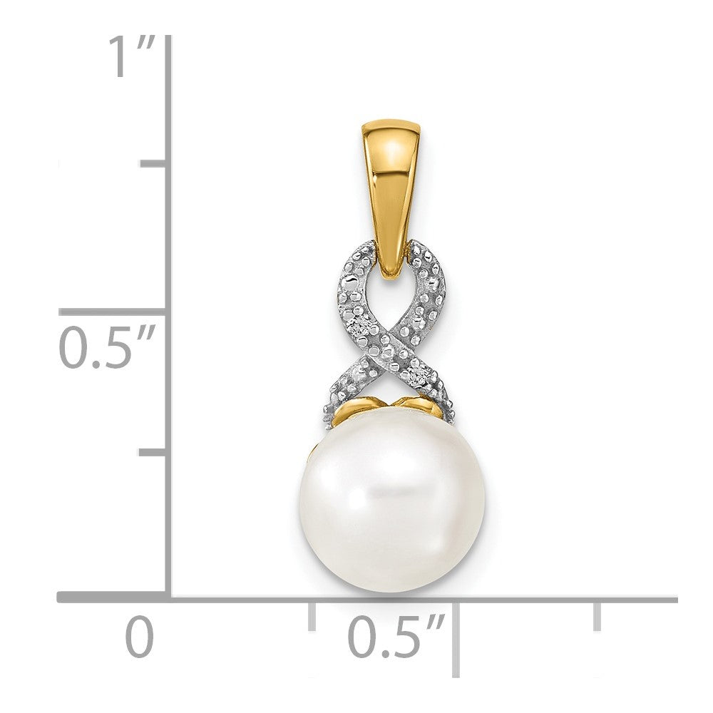 14k 7-8mm Freshwater Cultured Pearl and Diamond Pendant-XP4161