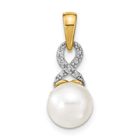 14k 7-8mm Freshwater Cultured Pearl and Diamond Pendant-XP4161