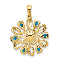 14k Diamond and 6-7mm Button FWC Pearl/London Blue Topaz Pendant-XP4169