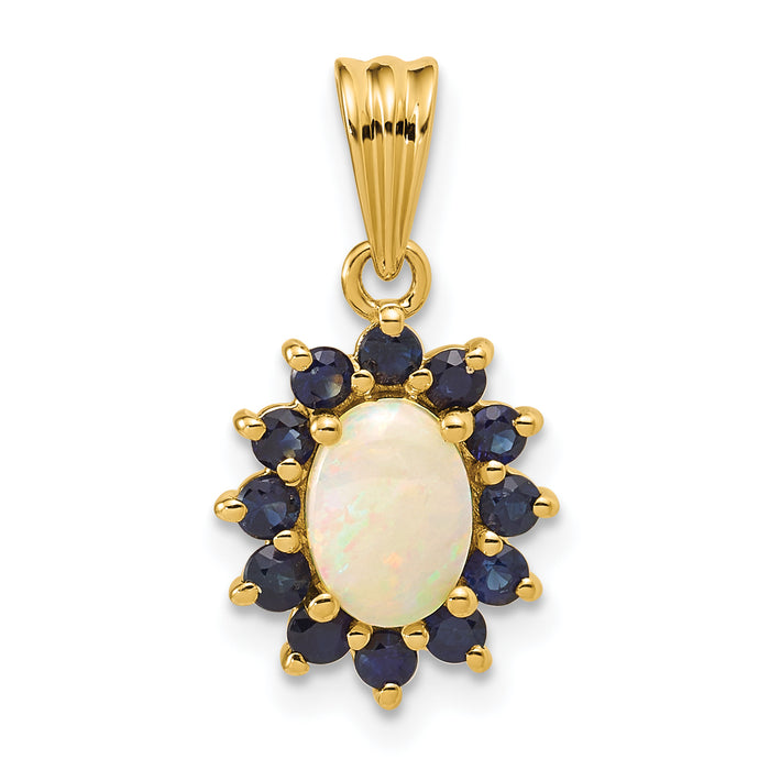 14k Genuine Opal and Sapphire Pendant-XP4170OP