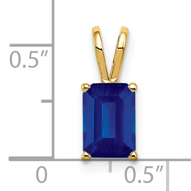 14k 8x6mm Emerald Cut Sapphire pendant-XP421S