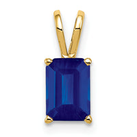 14k 8x6mm Emerald Cut Sapphire pendant-XP421S