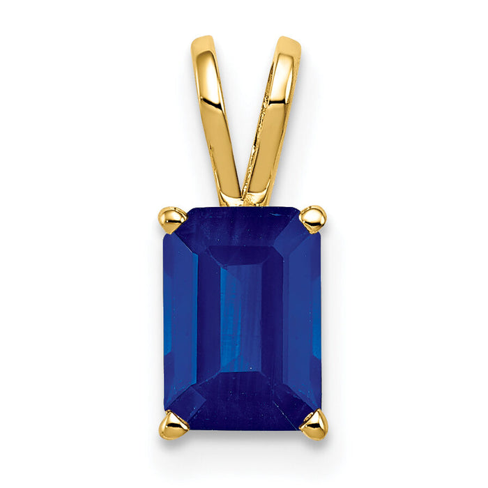 14k 8x6mm Emerald Cut Sapphire pendant-XP421S