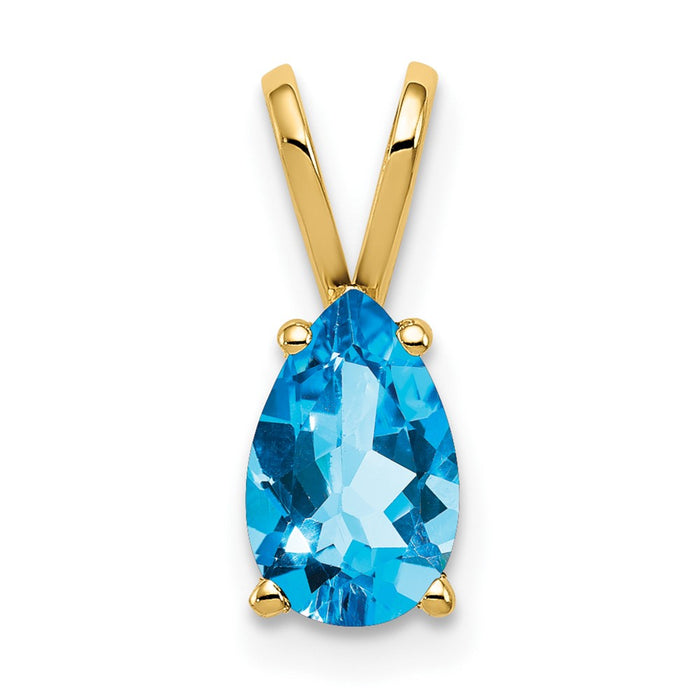 14k 8x5mm Pear Blue Topaz pendant-XP425BT