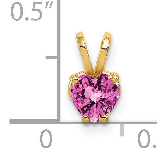 14k 5mm Heart Pink Sapphire pendant-XP428SP