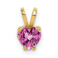 14k 5mm Heart Pink Sapphire pendant-XP428SP