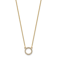 14k Diamond Open Circle Necklace-XP5027A