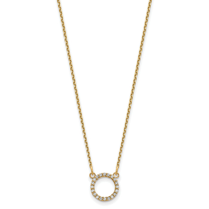 14k Diamond Open Circle Necklace-XP5027A