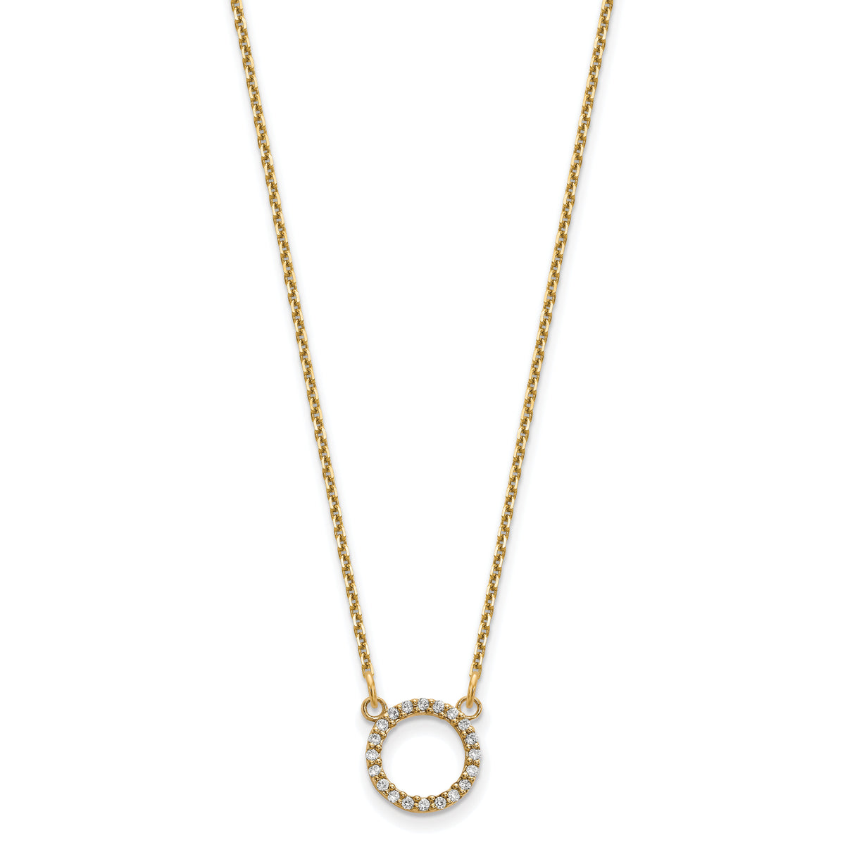 14k Diamond Open Circle Necklace-XP5027AAA