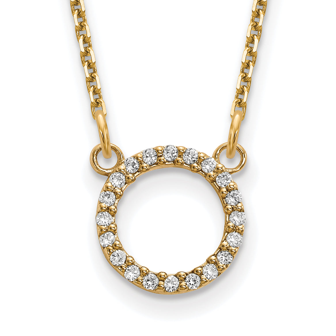 14k Diamond Open Circle Necklace-XP5027A