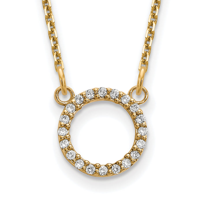 14k Diamond Open Circle Necklace-XP5027A