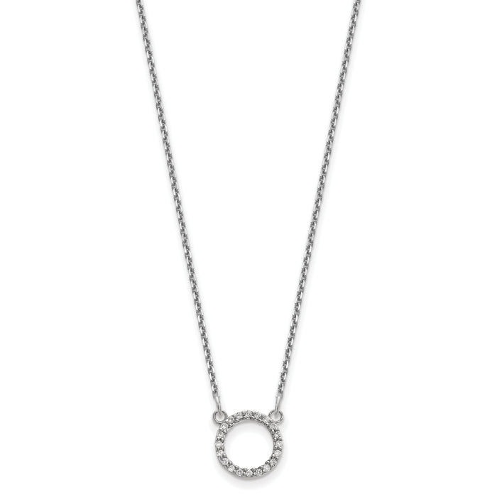 14k White Gold Diamond Open Circle Necklace-XP5027WA