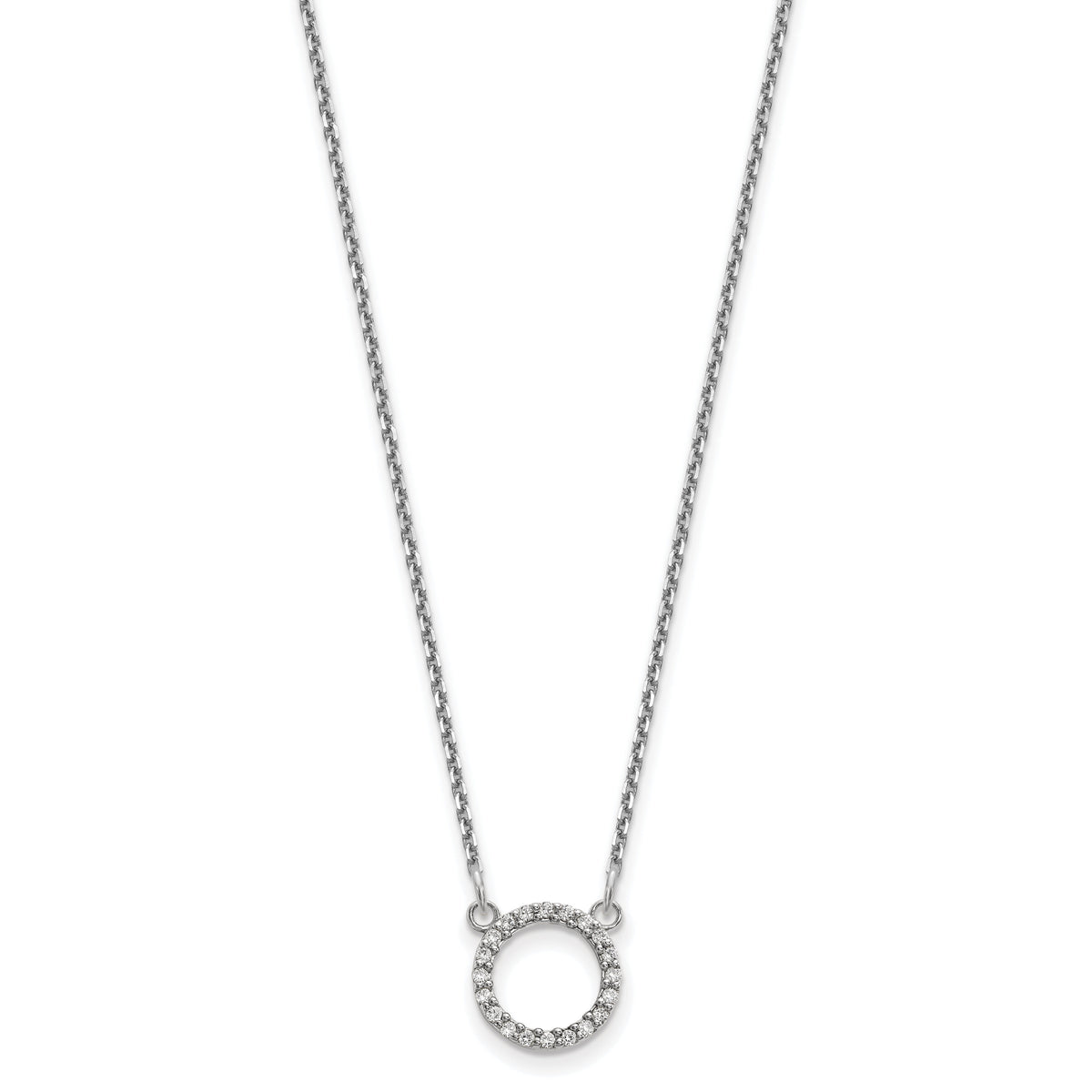 14k White Gold Diamond Open Circle Necklace-XP5027WAAA