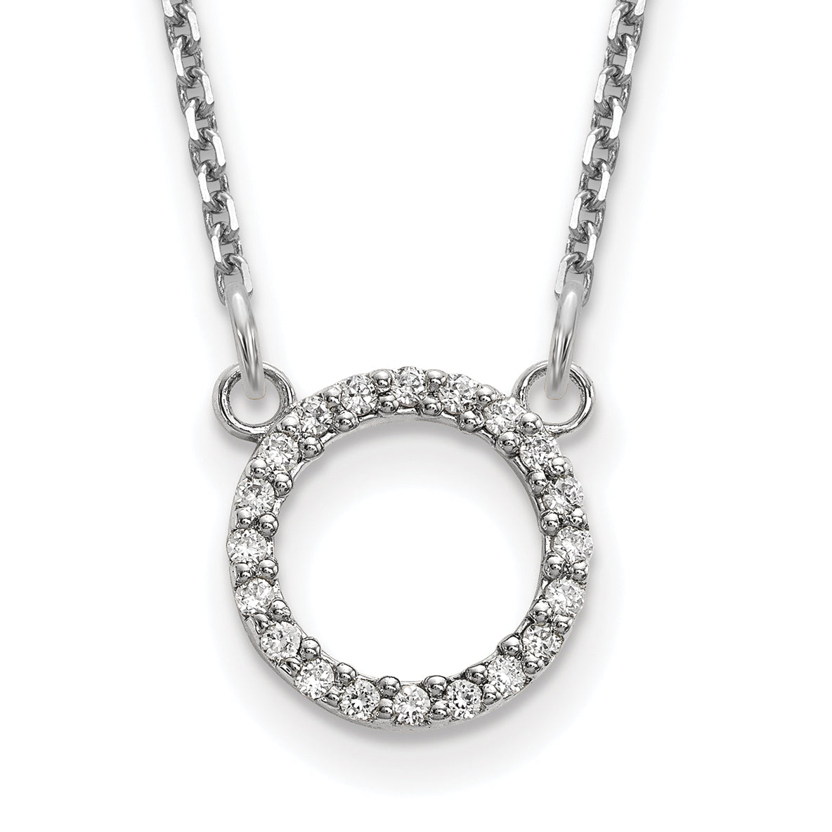 14k White Gold Diamond Open Circle Necklace-XP5027WA