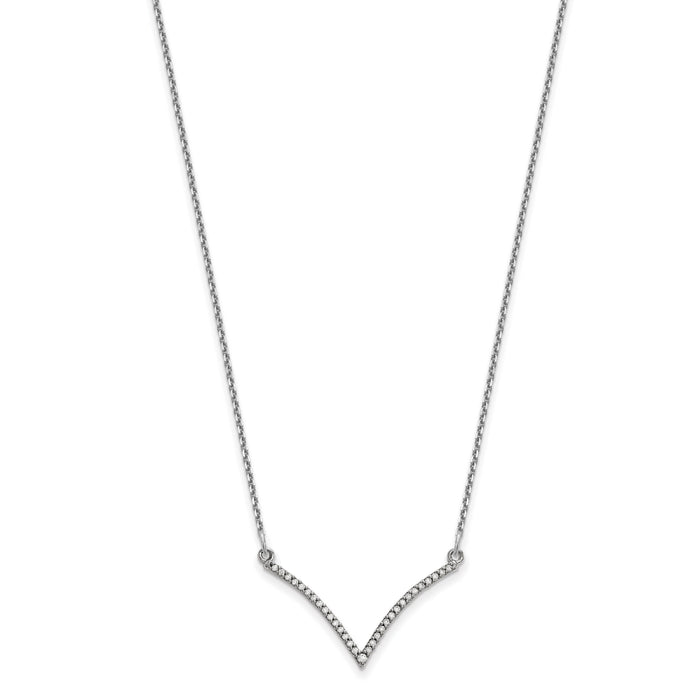 14k White Gold Diamond V Necklace-XP5028WA