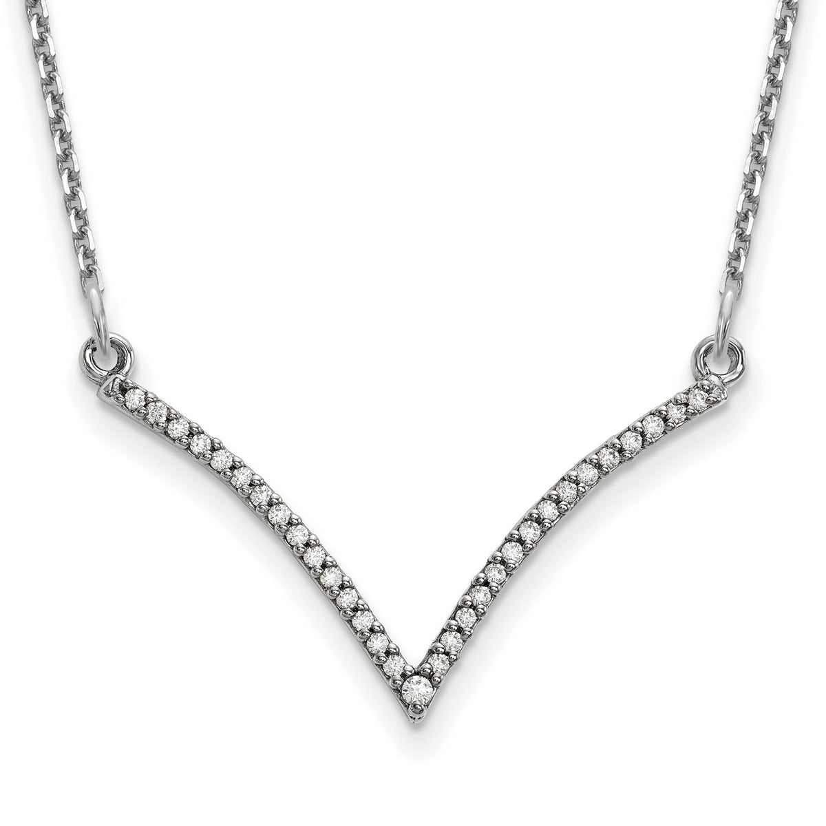 14k White Gold Diamond V Necklace-XP5028WA