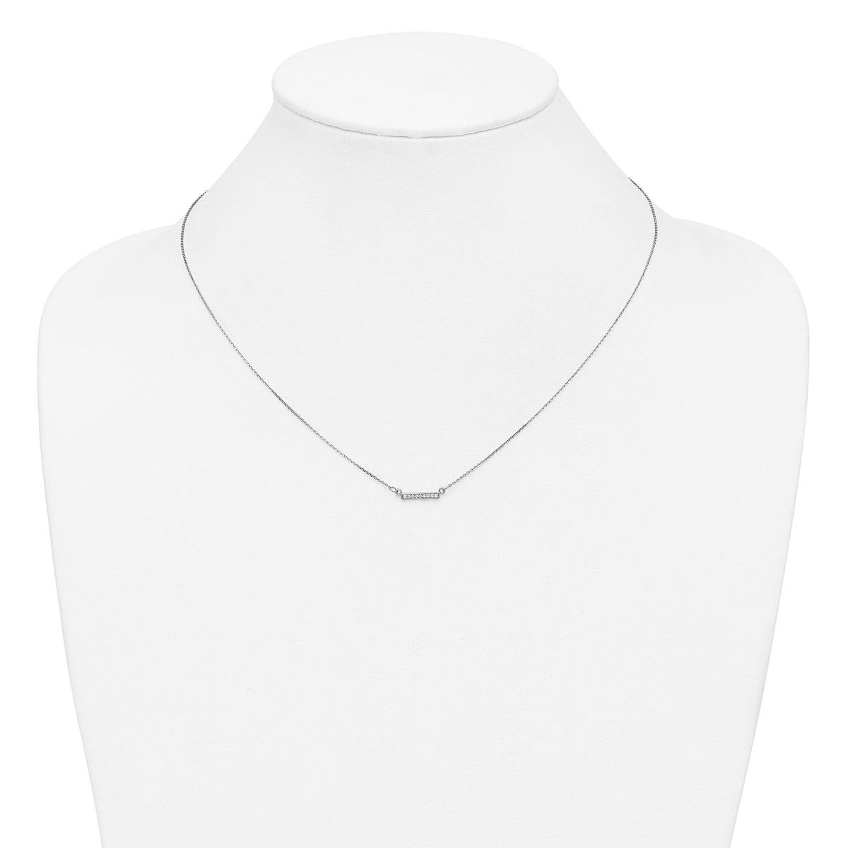 14k White Gold Diamond Tiny Bar Necklace-XP5030WA