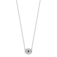 14k White Gold Small Necklace Diamond and Sapphire Gold Halo Evil Eye-XP5036WS/A