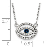 14k White Gold Small Necklace Diamond and Sapphire Gold Halo Evil Eye-XP5036WS/A